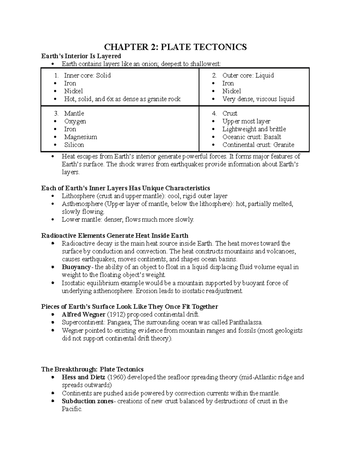 Chapter 2: The Mechanisms and Evidence of Plate Tectonics - Studocu