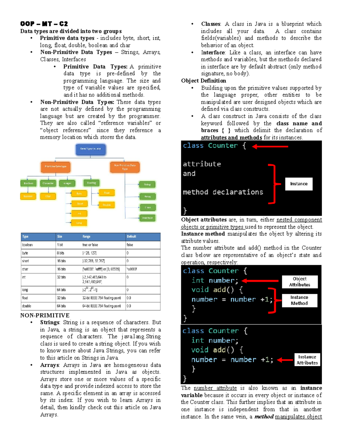 OOP MT C2: Understanding Data Types and Object Instantiation in Java ...