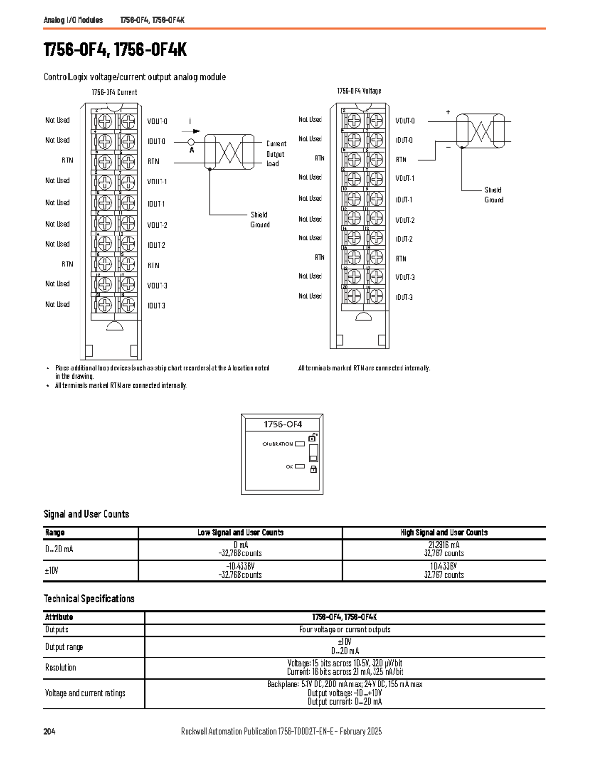 1756-OF4 Analog Output Module Specifications and Calibration Guide ...