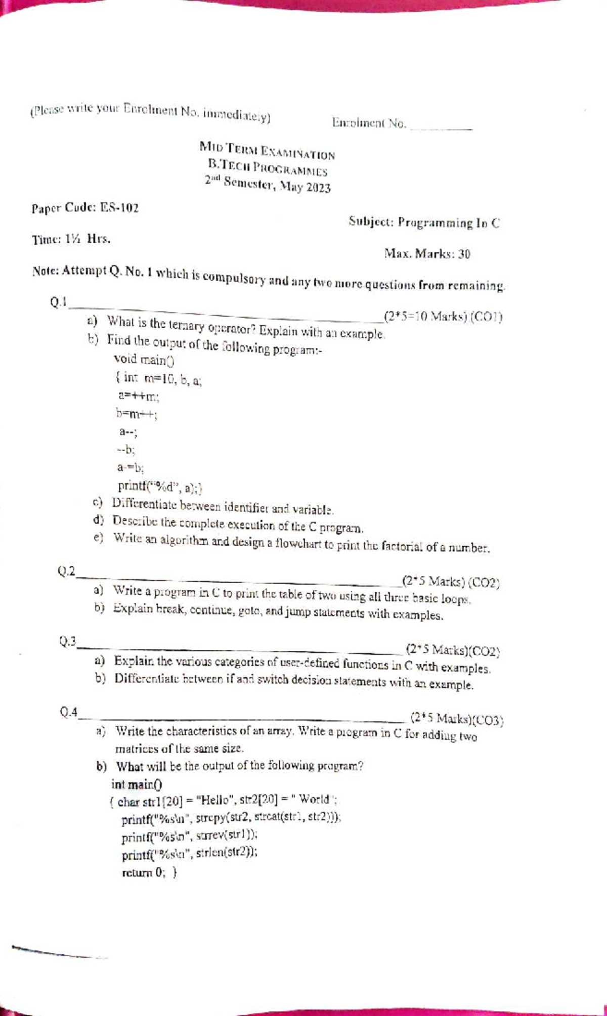 **Title: ES- Final Exam on C Programming: Concepts & Applications ...