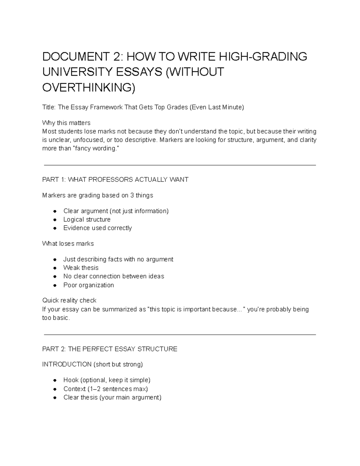 University Essay Writing Guide (Course Code: DOC 2) - Studocu
