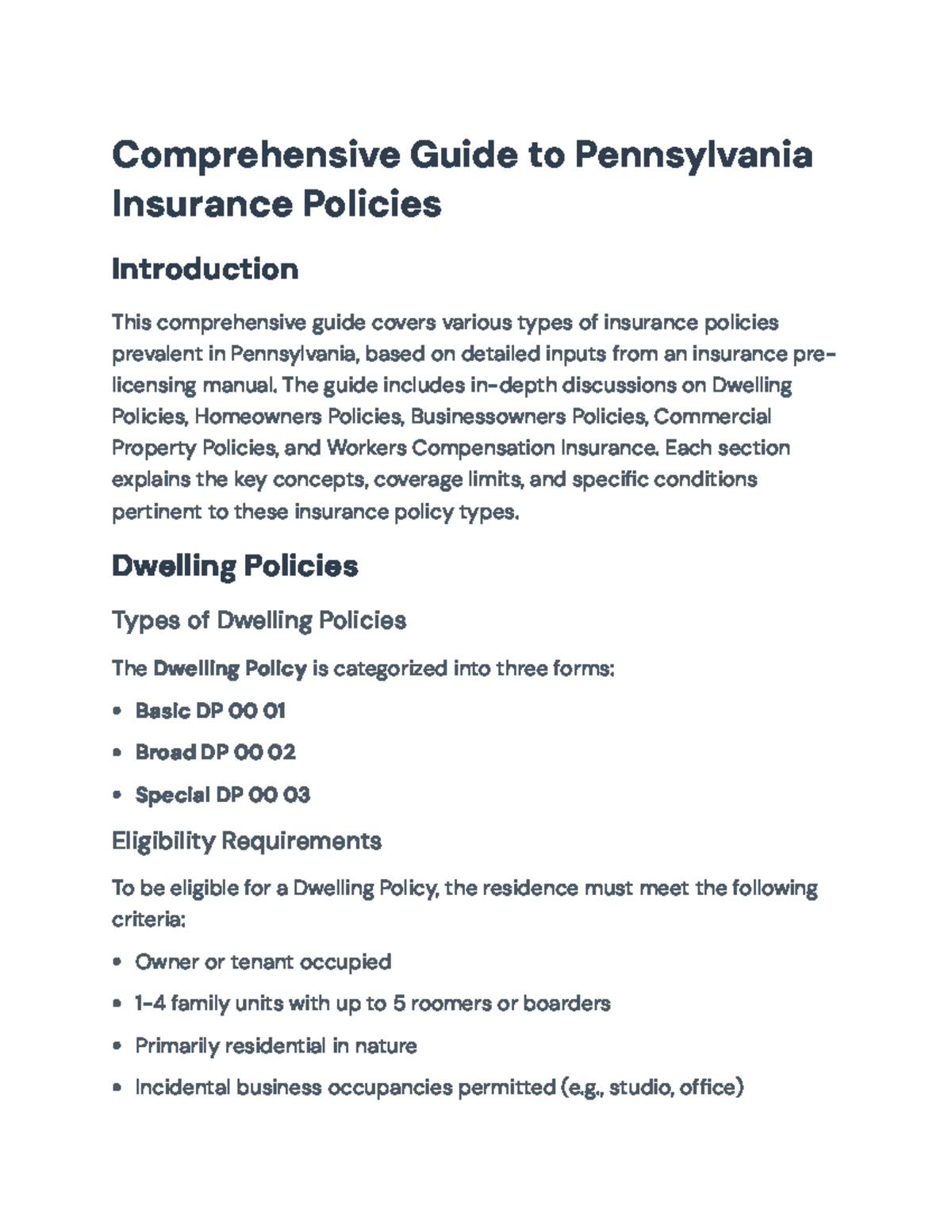 Comprehensive Guide to Pennsylvania Insurance Policies: Coverage ...