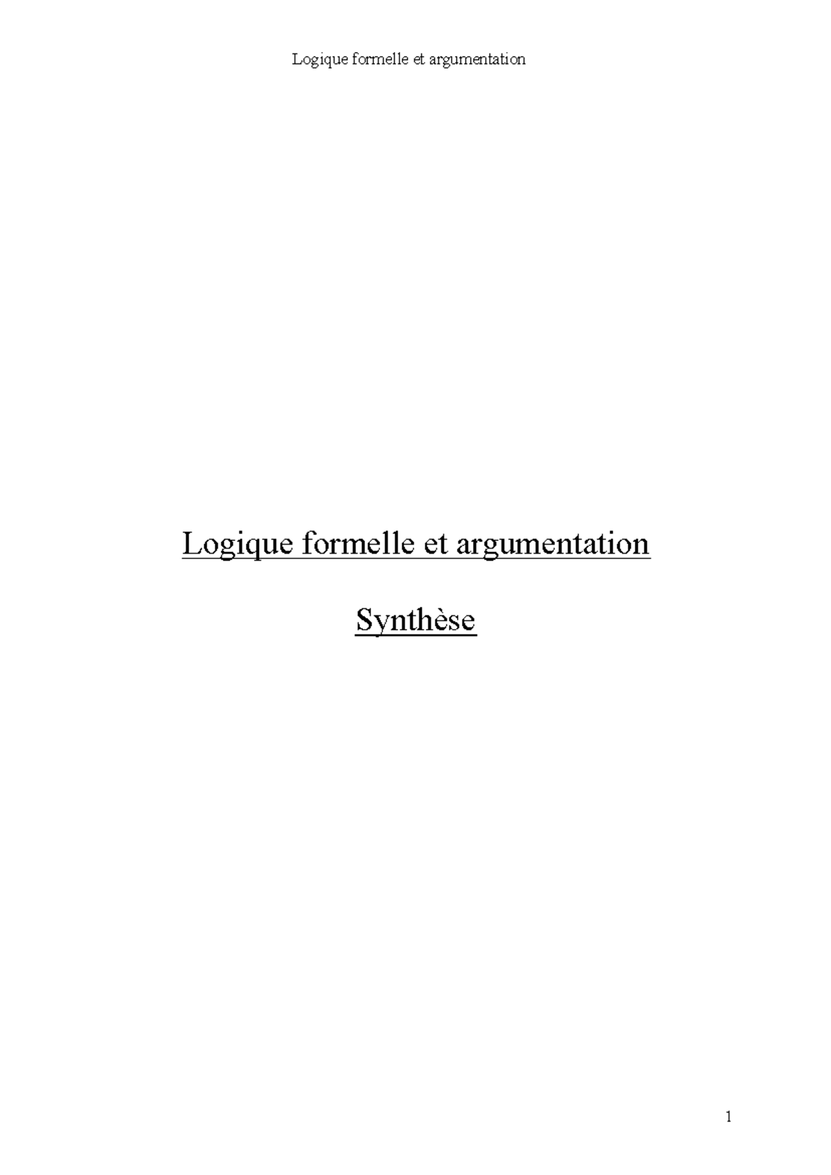 Introduction à la Logique -Synthèse-pdf - Logique formelle et ...
