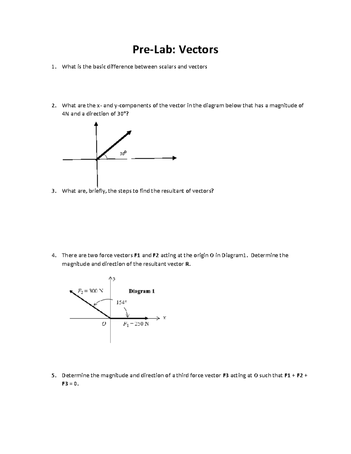 Pre-Lab Instructions: Understanding Vectors and Resultant Forces - Pre ...