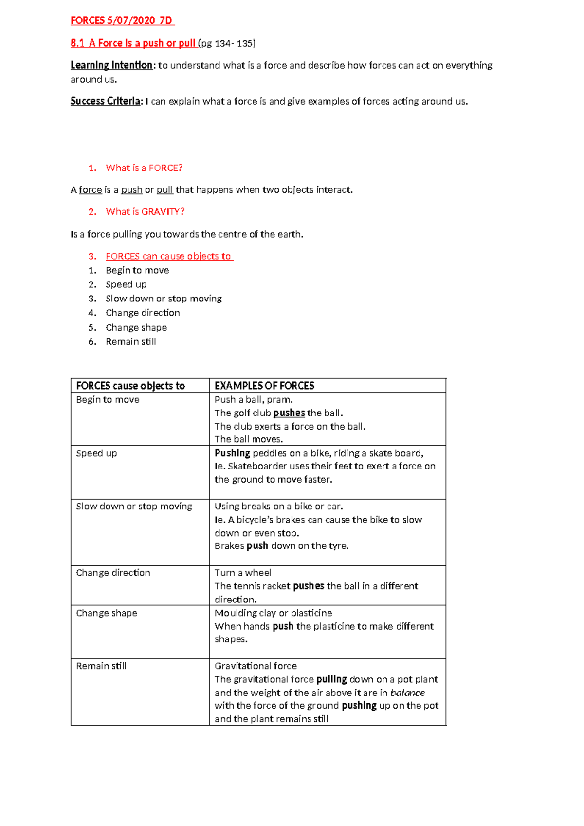 Chapter 8.1: Understanding Forces – Key Concepts & Examples - Studocu
