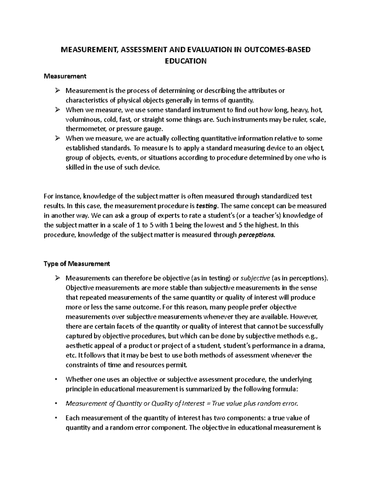 Measurement, Assessment and Evaluation in Outcomes-Based Education ...