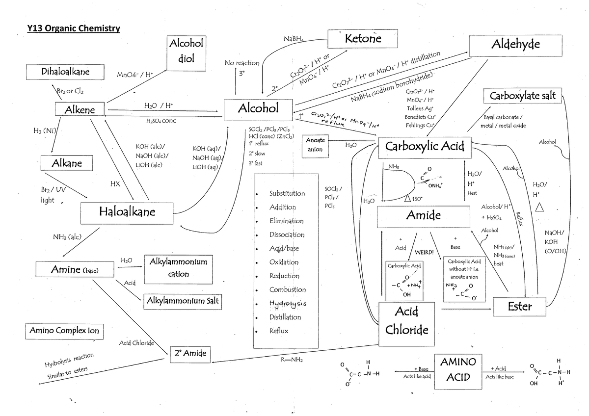 Y13 CHEM 3.5 Comprehensive Organic Reaction Overview - Studocu