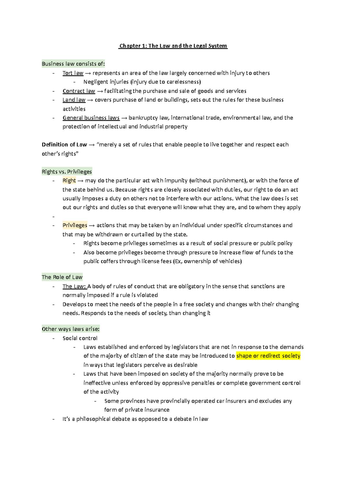 Chapter 1: Overview of Law and Legal Systems in Business Law - Studocu