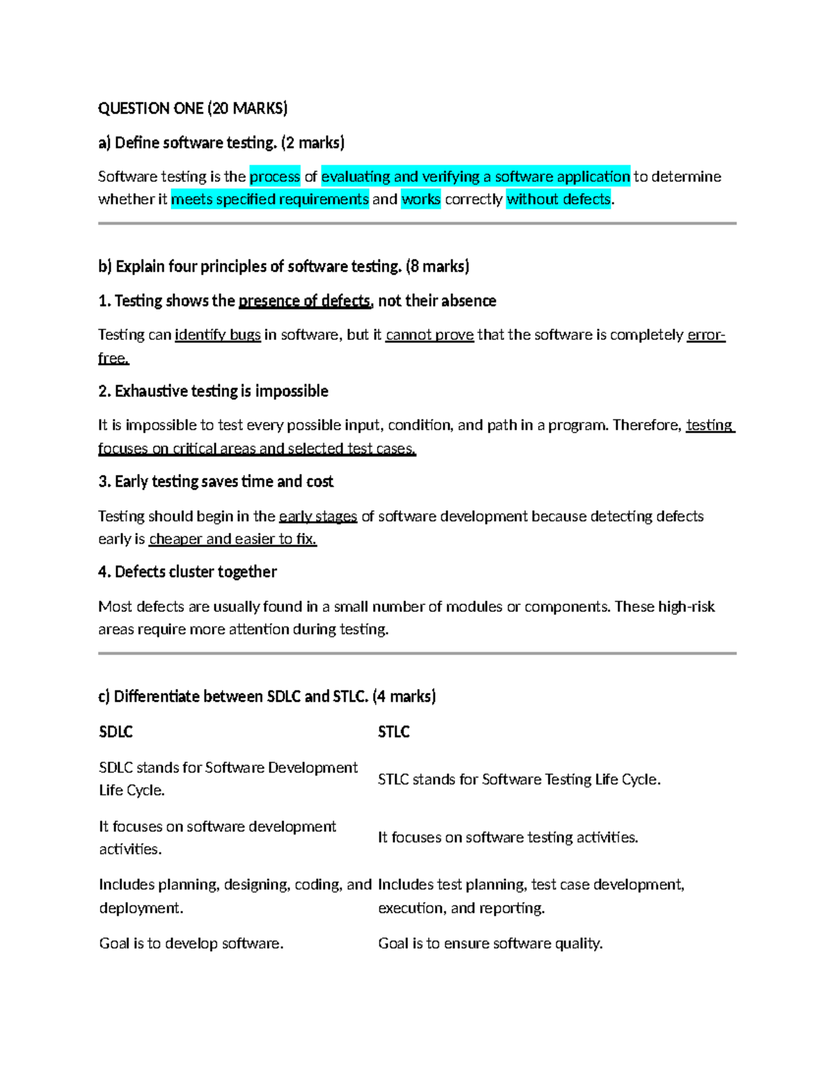 SCO 203 EXAM - Software Testing Concepts and Techniques - Studocu