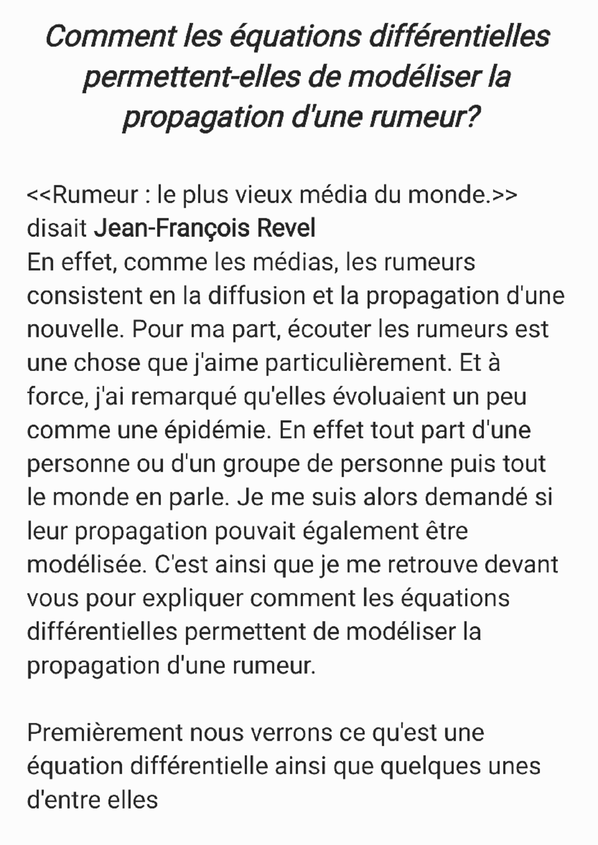 GO - Modélisation de la Propagation des Rumeurs par Équations ...