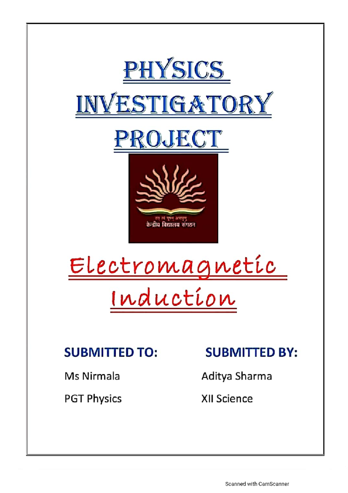 Physics Project File on Electromagnetic Induction (3).pdf Become Unique ...