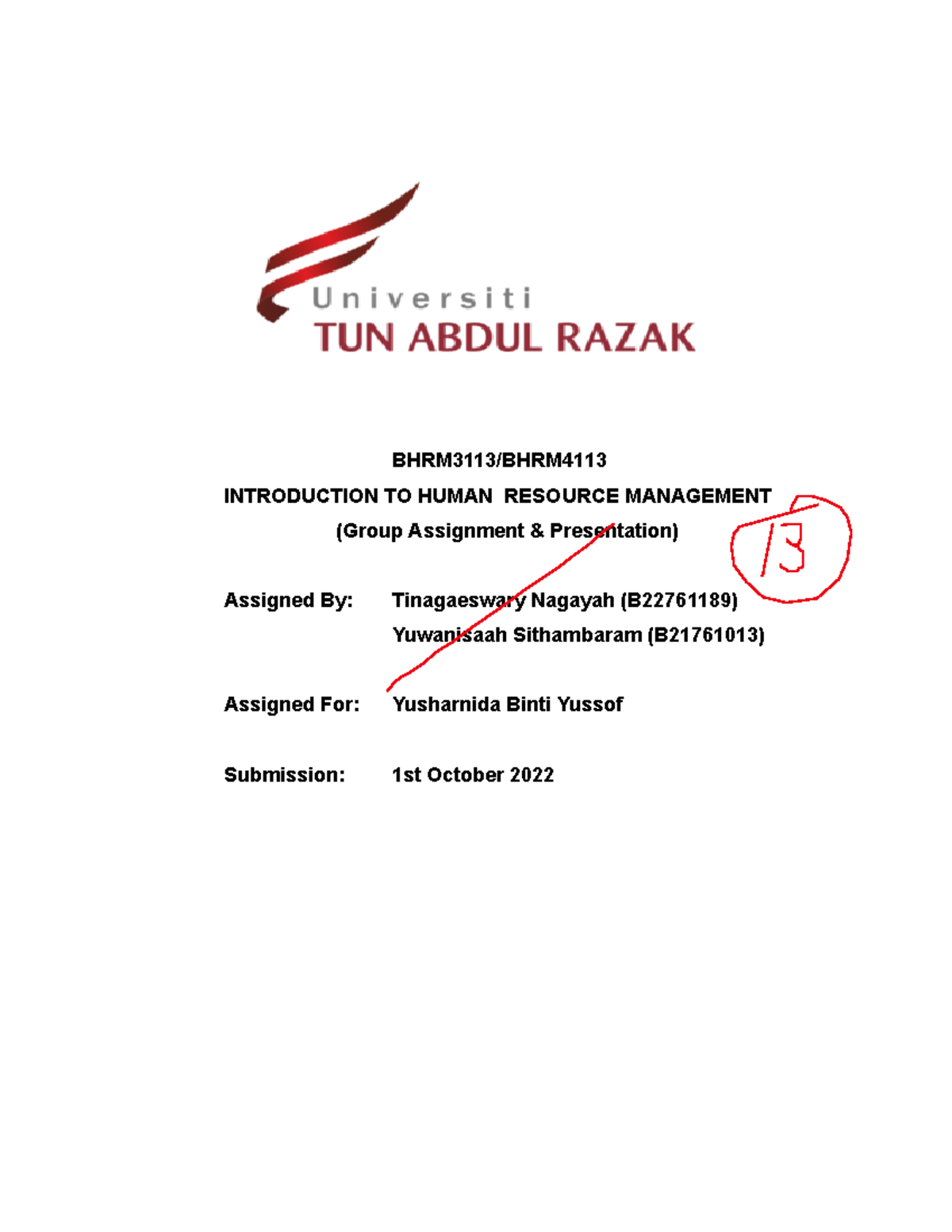 BHRM3113/BHRM Group Assignment Report on Health & Safety Policies - Studocu