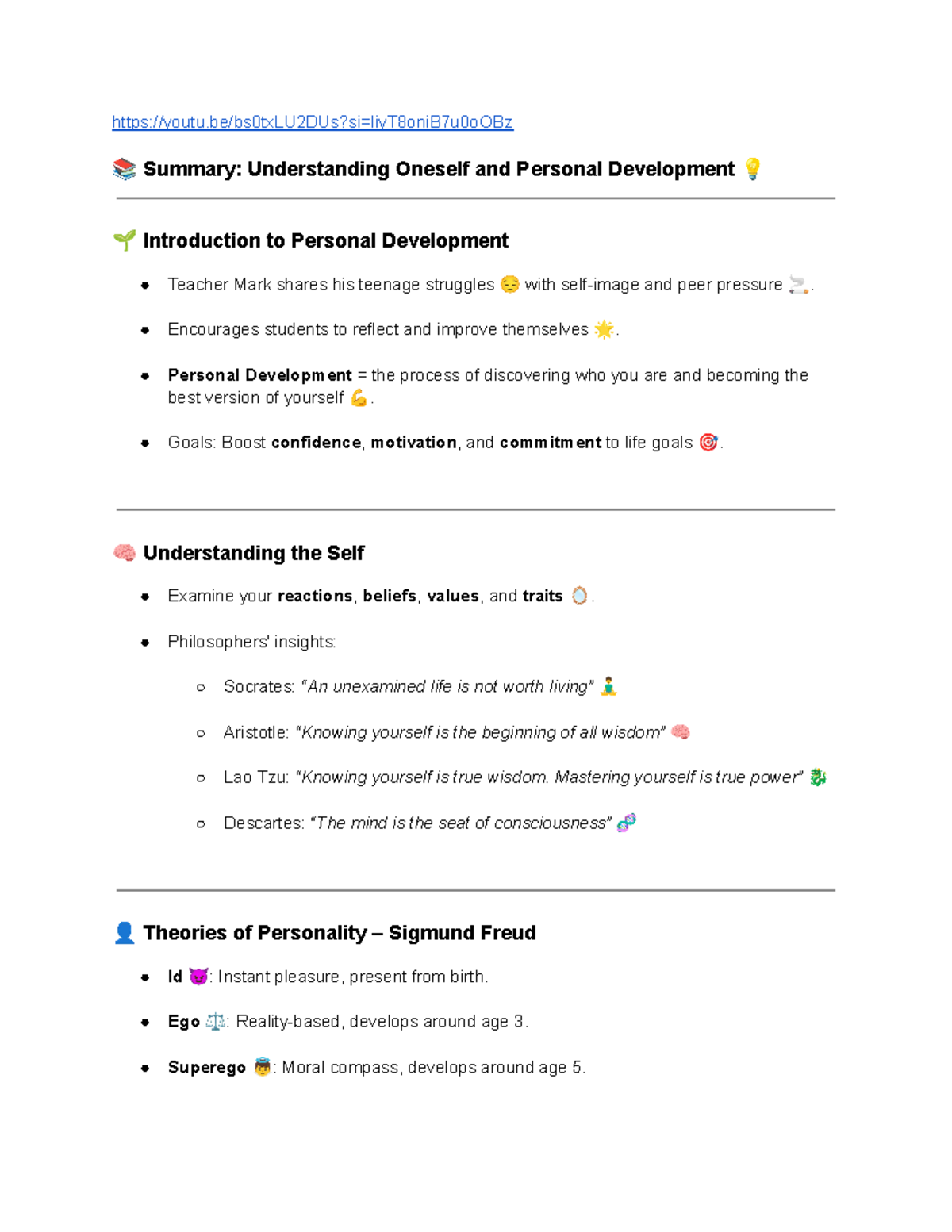PerDev 101: Summary of Understanding Oneself & Personal Development ...