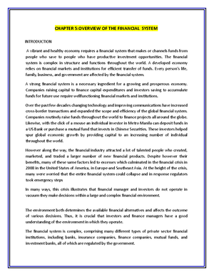 Rationale IN Studying Financial Markets AND Institutions - CHAPTER 1 ...