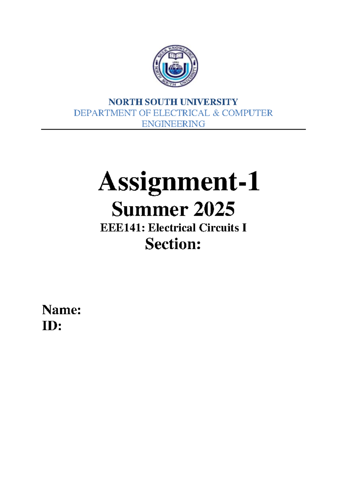 ECE 101: Assignment 1 - Series Circuits Analysis and Solutions - Studocu