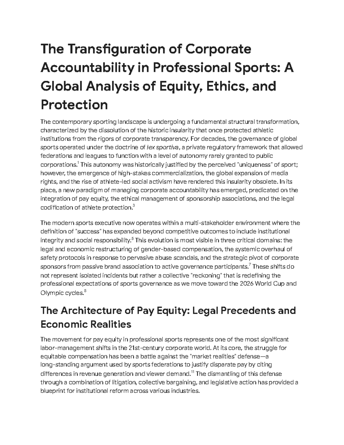 Corporate Accountability in Sports: Equity, Ethics, and Protection ...