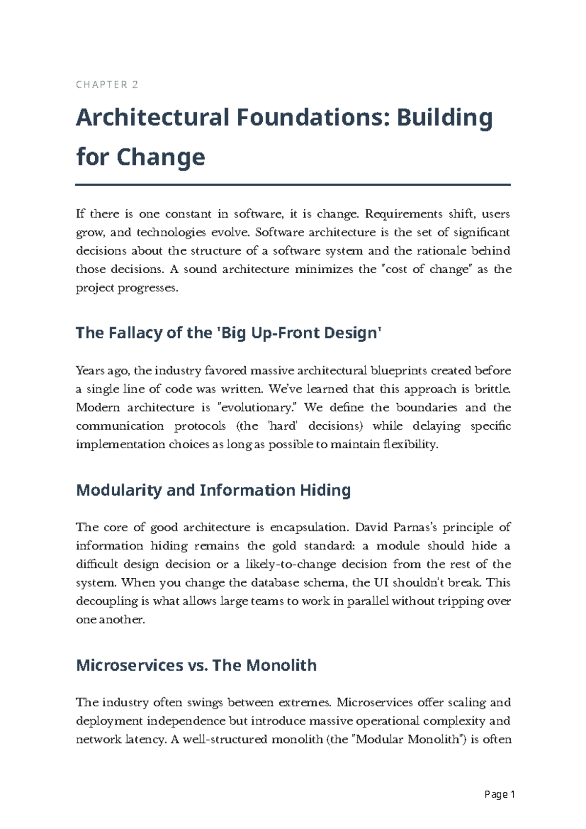 CHAPTER 2: Architectural Foundations for Software Change - Studocu