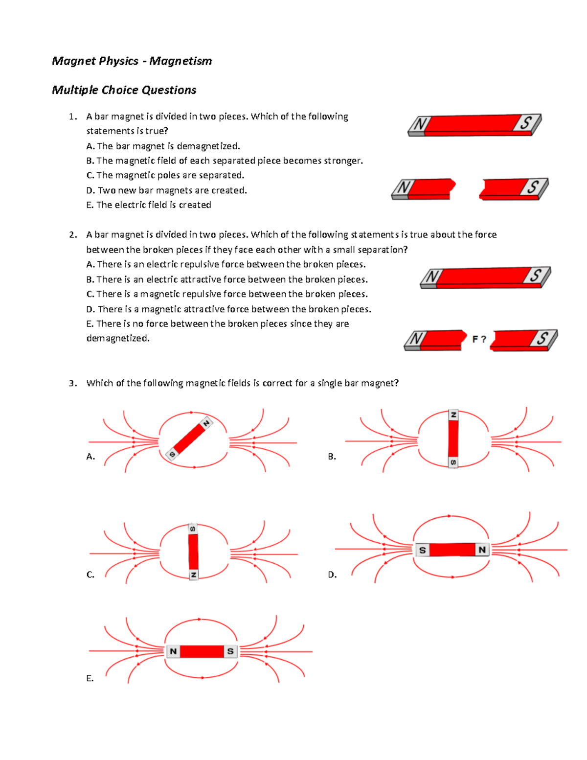 Magnet Physics MCQ Study Guide for Exam Prep - Studocu