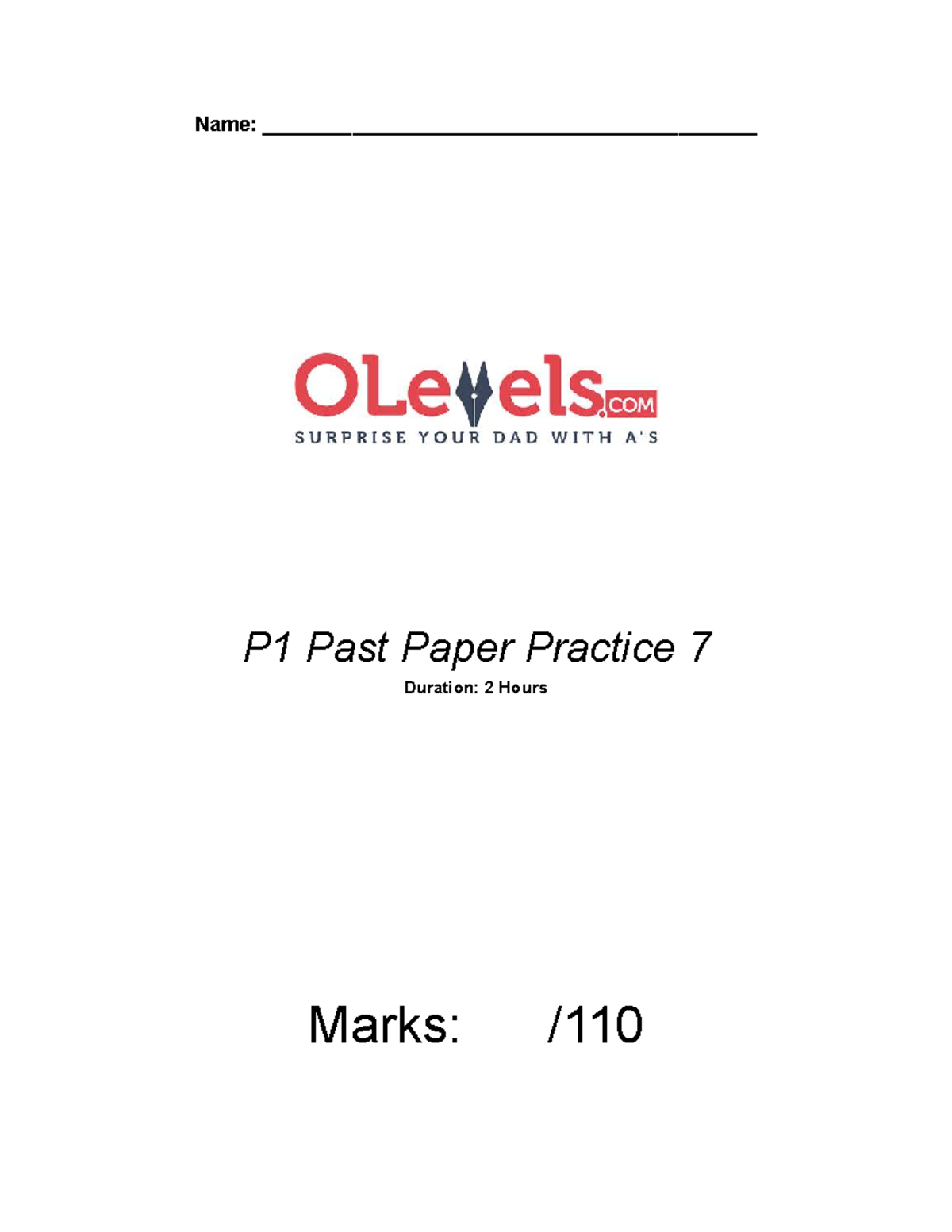 P1 Past Paper Practice 7: Chemistry Questions and Answers - Studocu