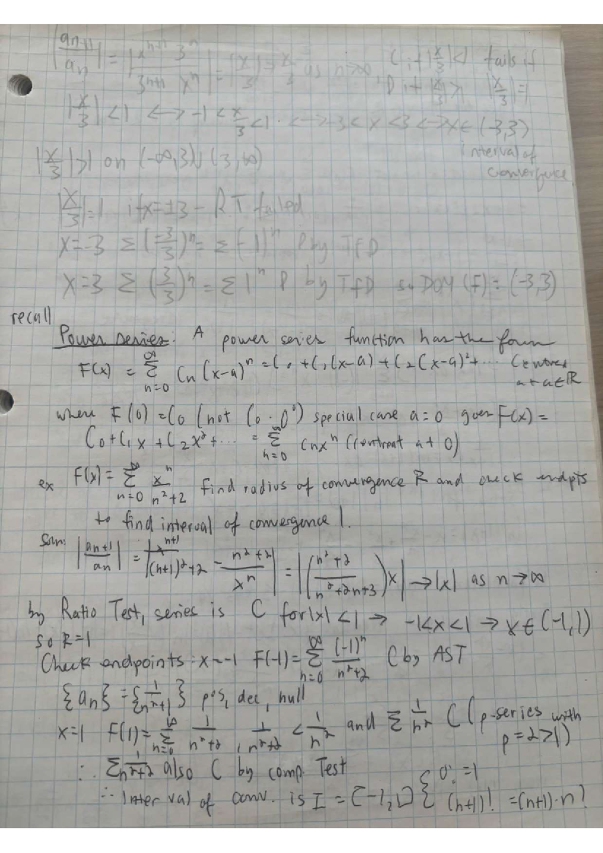 Power Series and Convergence Analysis - Math 222 - Studocu