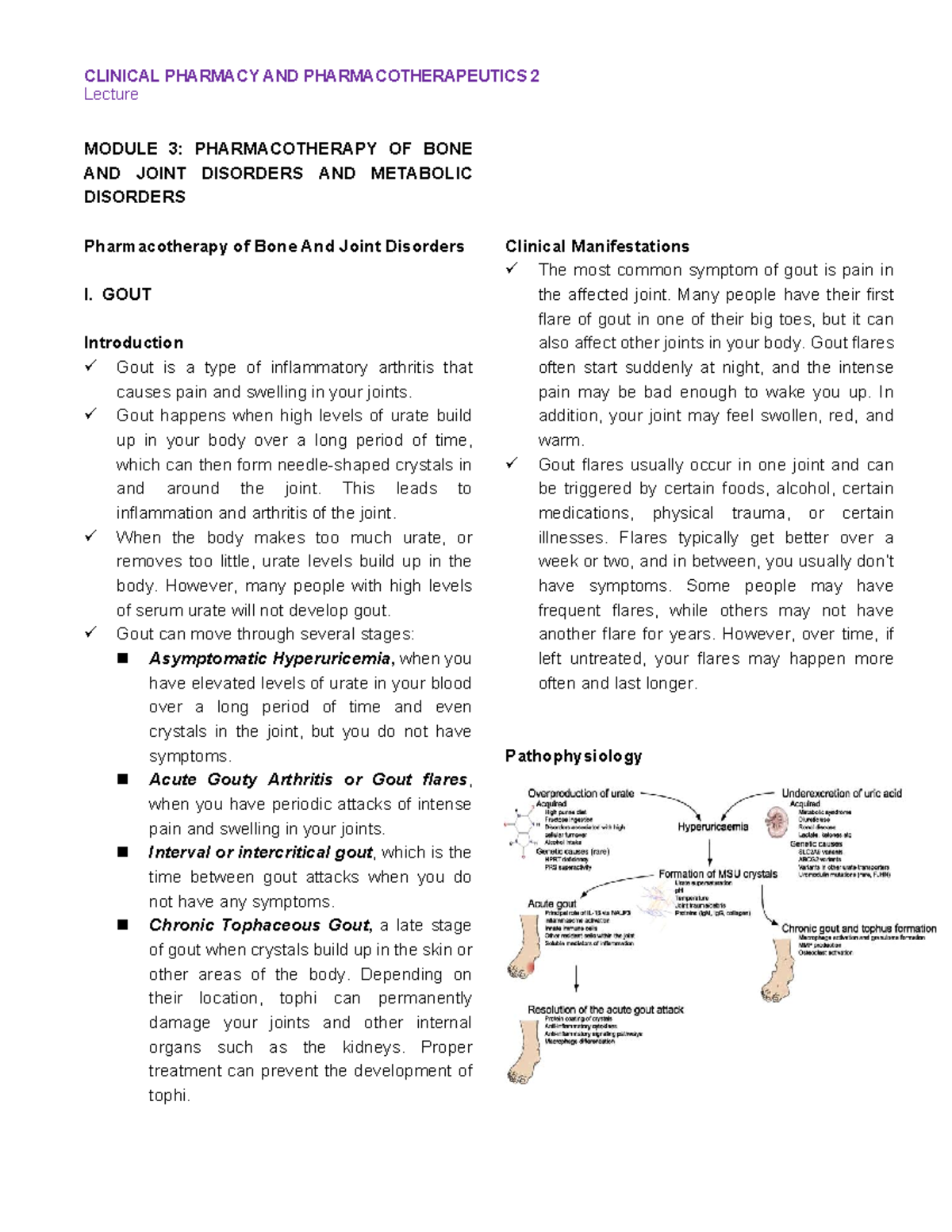 Module 3: Pharmacotherapy of Bone and Joint Disorders (Clinical ...