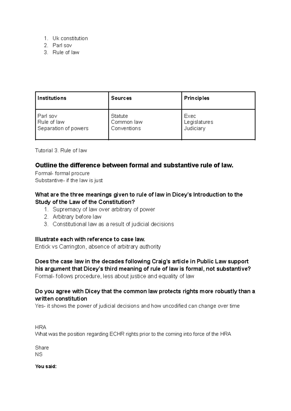 Public LAW Notes: UK Constitution, Rule of Law, and Key Case Law ...