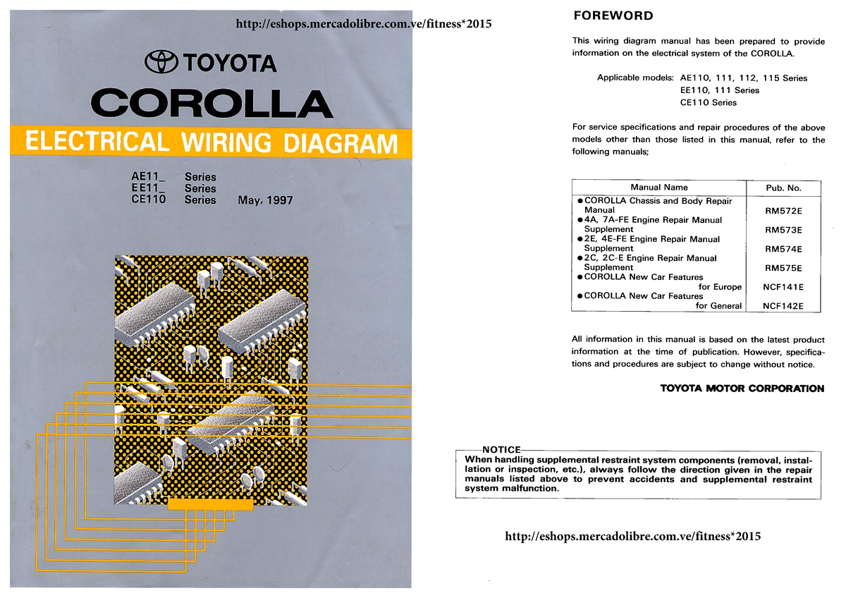 Toyota Corolla Electrical Wiring Diagram - 1997 Model (AE110/112/115) - Document Preview