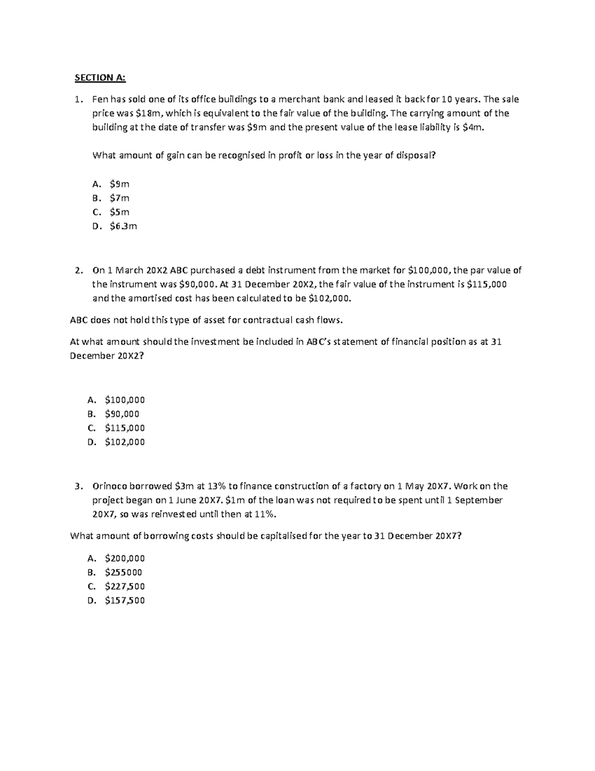 F7 MOCK Questions and Answers for Financial Reporting - Studocu