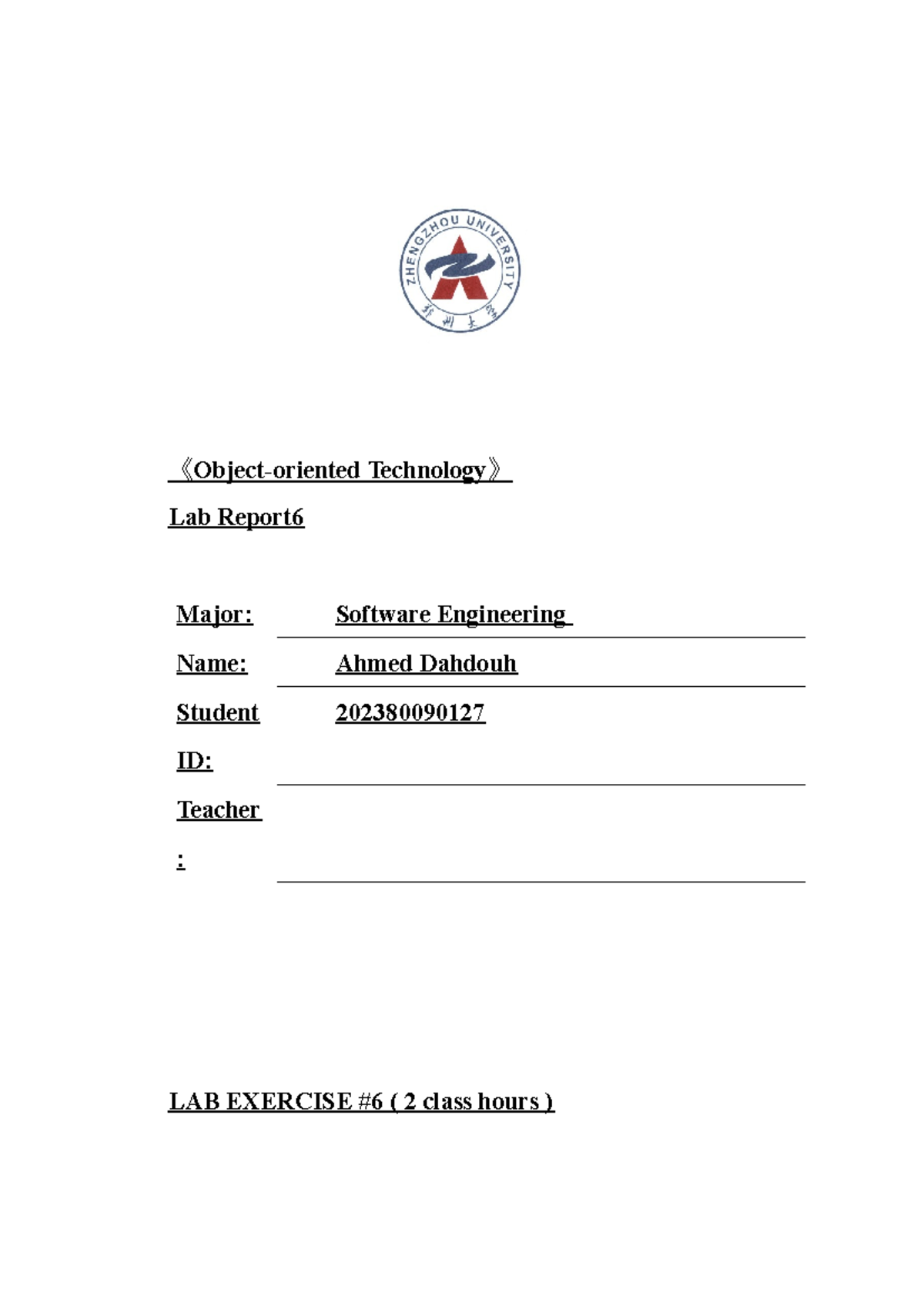 Lab Report 6: Classes and Objects in Python - SE 202380090127 - Studocu