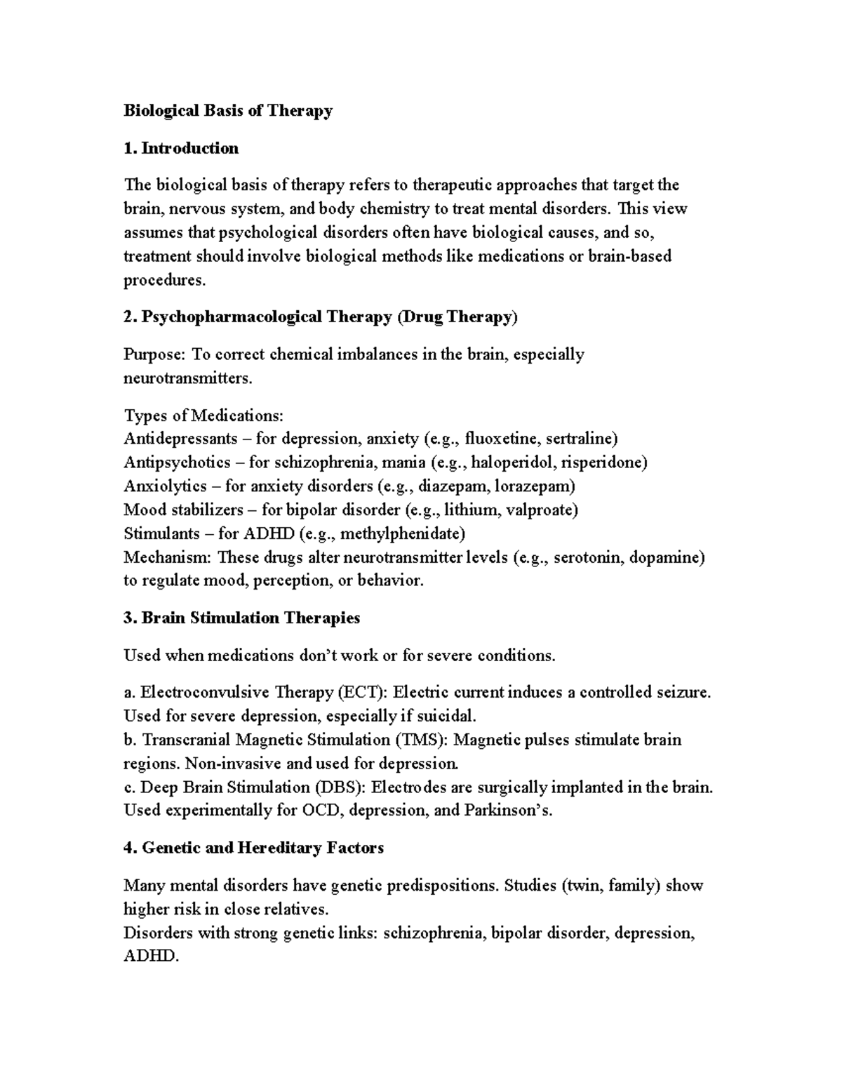 Biological Basis of Therapy: Key Concepts and Treatments Overview - Studocu
