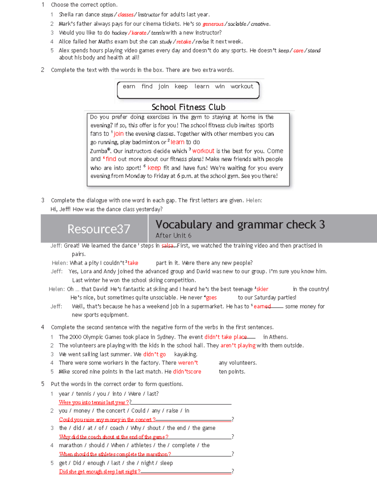 1 Choose the Correct Option: Vocabulary & Grammar Practice - Studocu