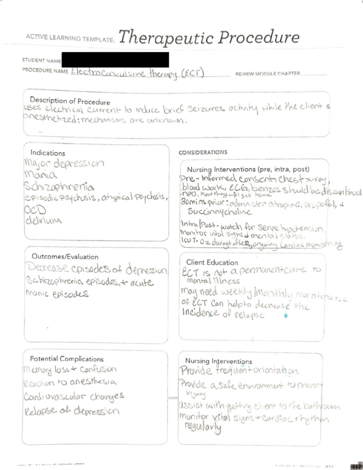 ECT Therapeutic Procedure 1 - ACTIVE LEARNING TEMPLATE: Therapeutic ...