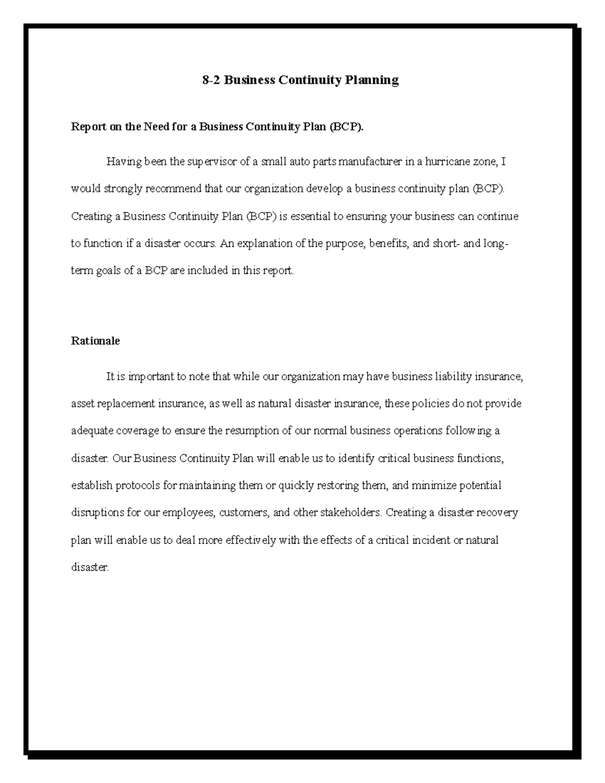 BCP Report: Essential Strategies for Business Continuity Planning - Studocu