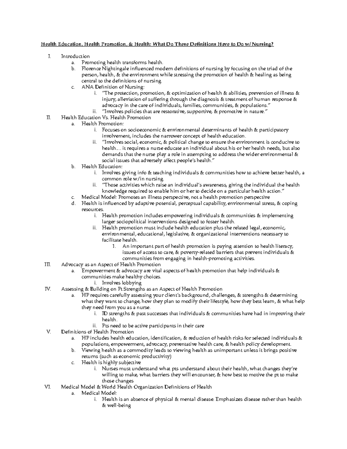 Week 3 - Ch. 1 Health Promotion - Health Education, Health Promotion ...
