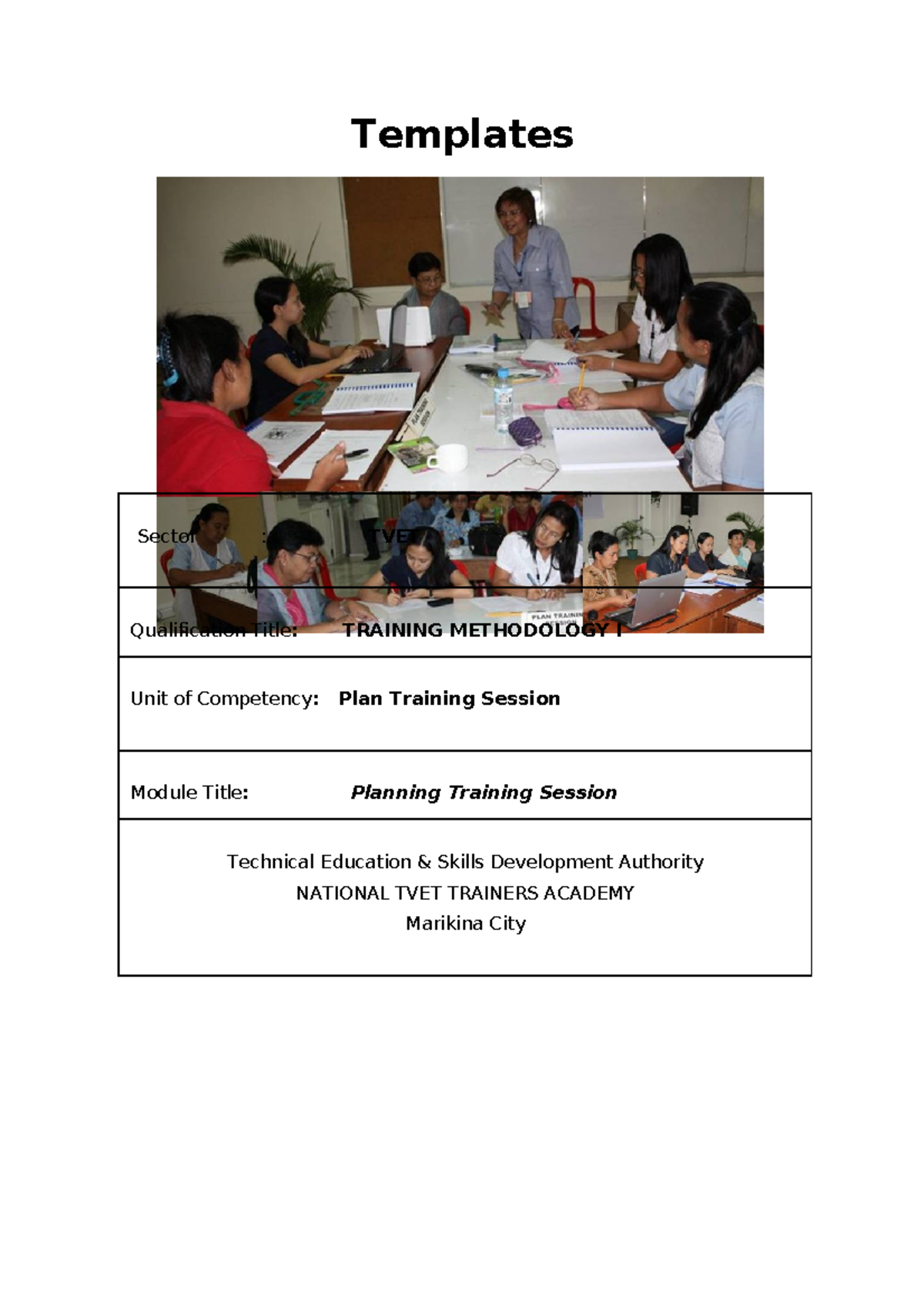 Training methodology I templates for planning training sessions - Studocu