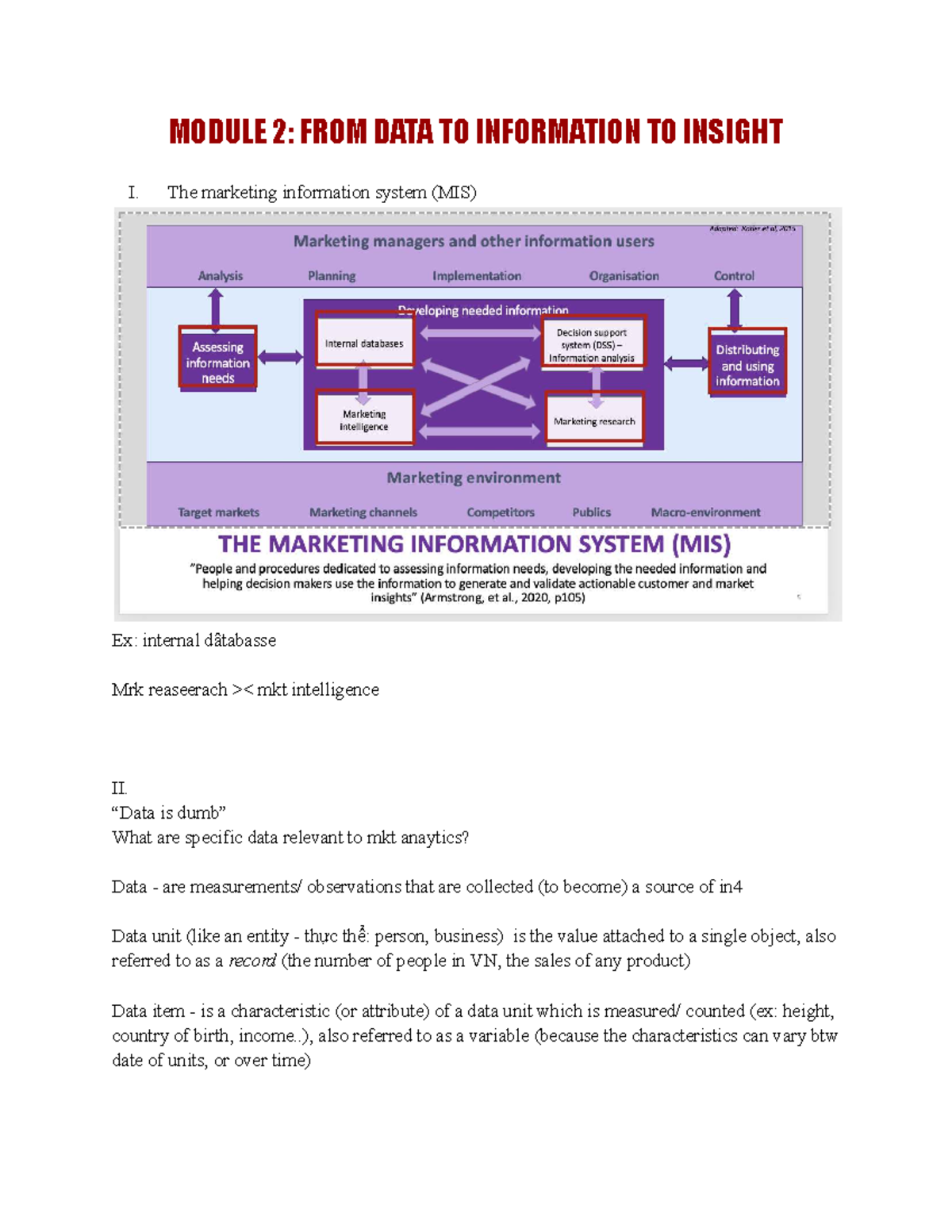 FMA Course Notes: Module 2 - From Data to Insight in Marketing - Studocu
