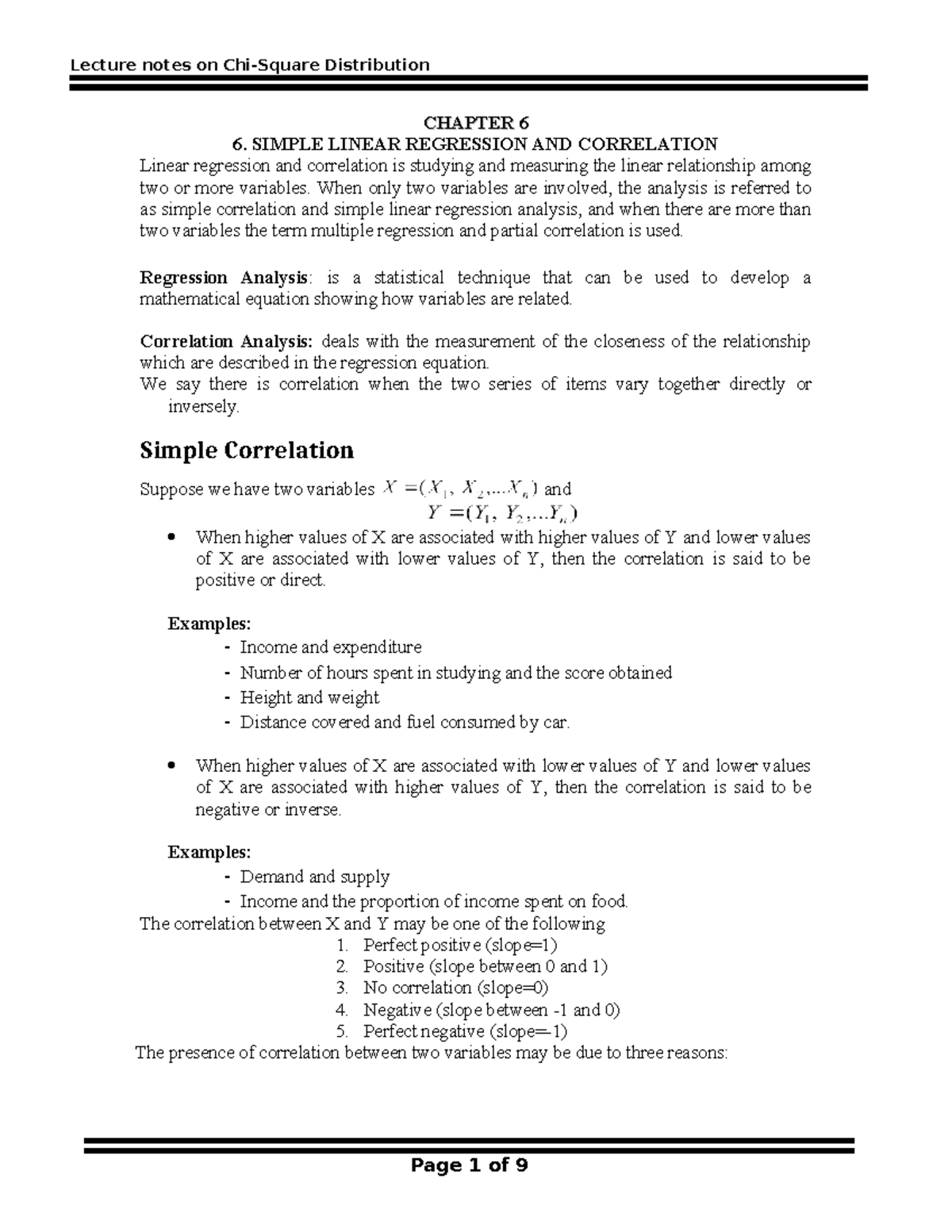 Lecture Notes on Distribution: CH 6 - Simple Linear Regression ...