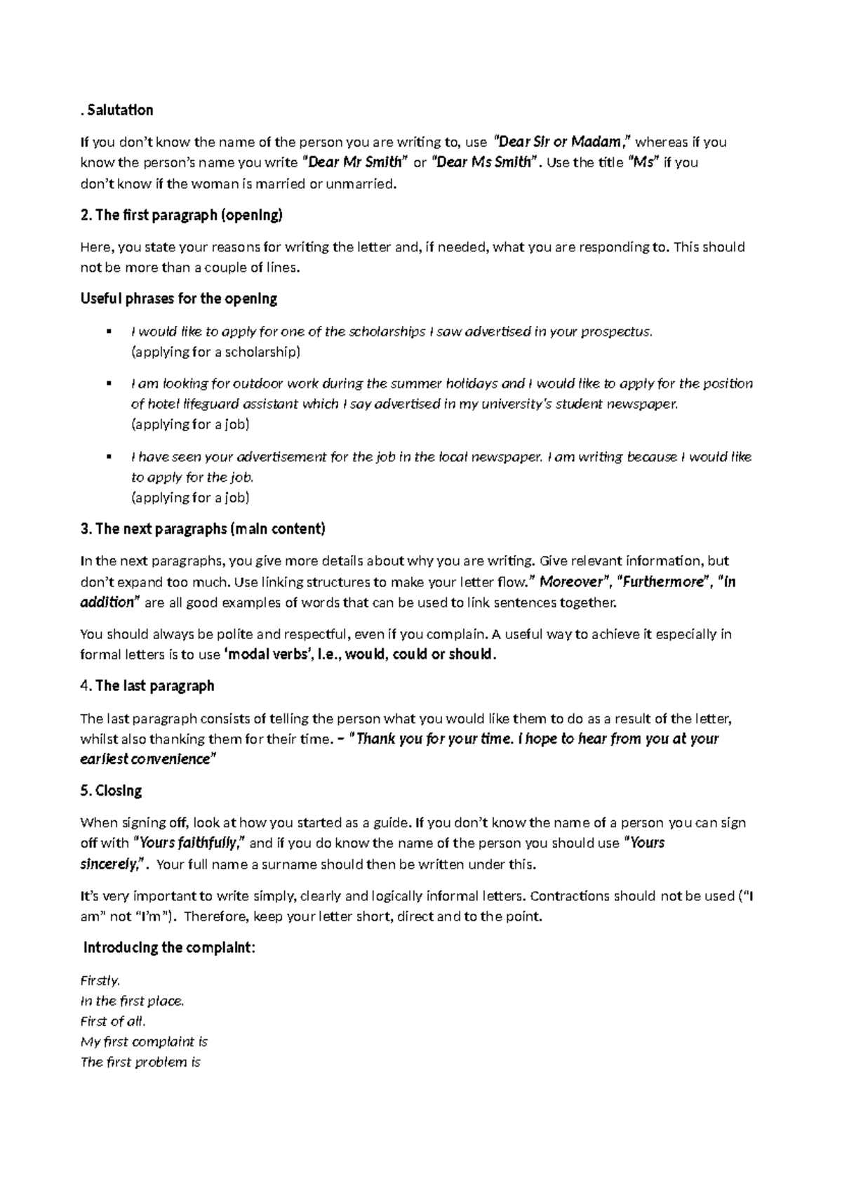 Letter Writing Tips and Guidelines for Effective Communication - Studocu