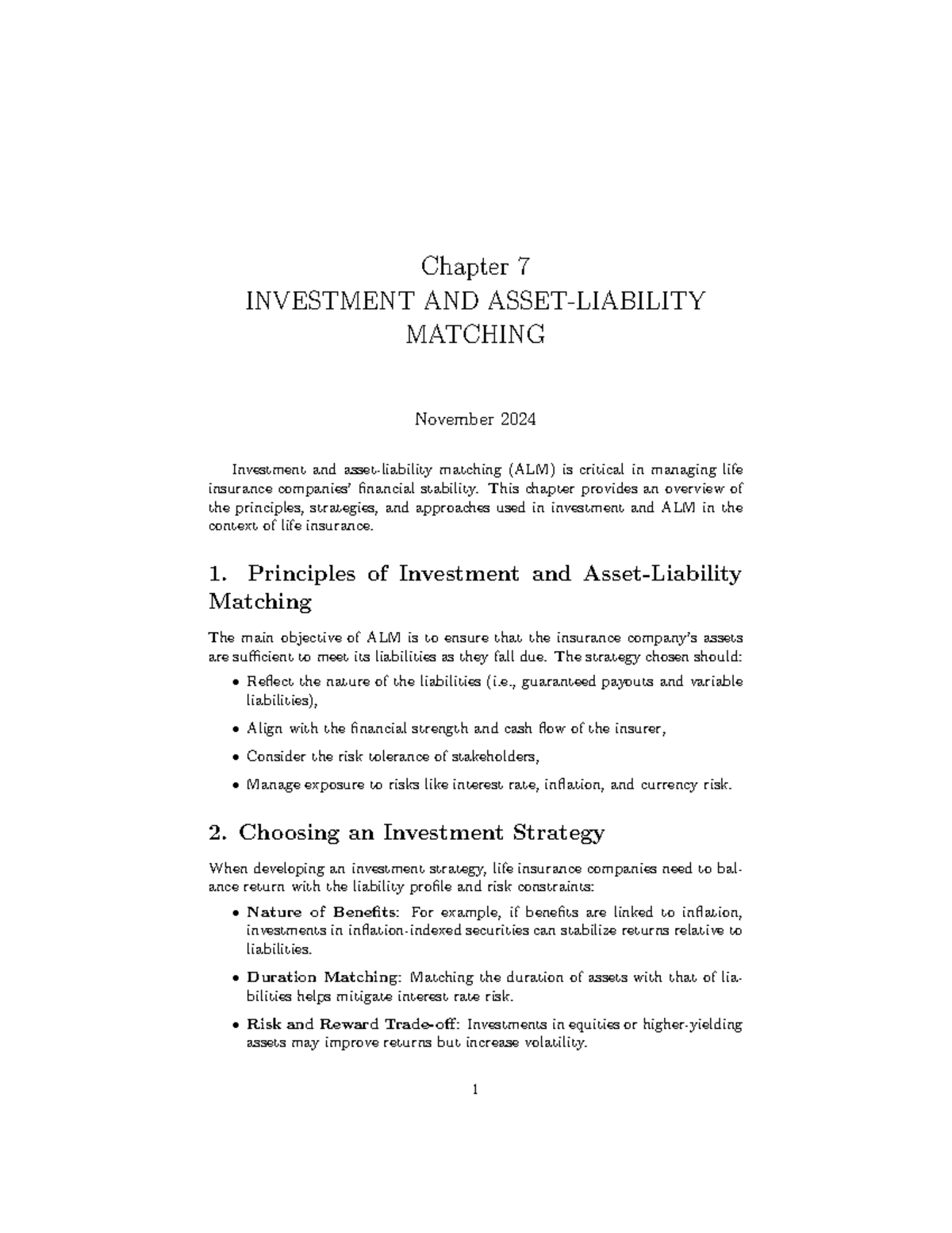 Chapter 7: Investment & Asset-Liability Matching in Life Ins ...