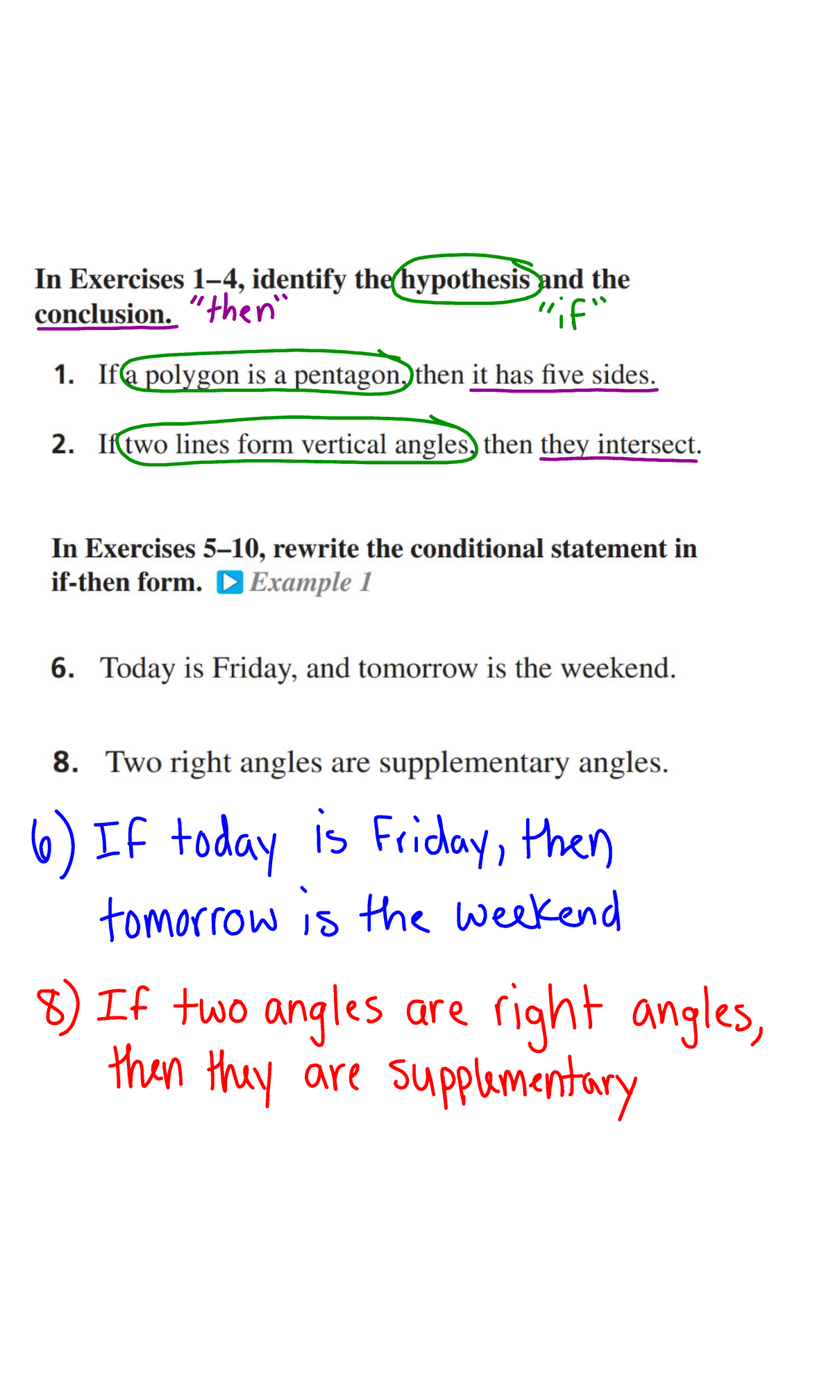 2.1 HW Solutions - Honors Geometry Hypothesis & Conclusion Exercises ...