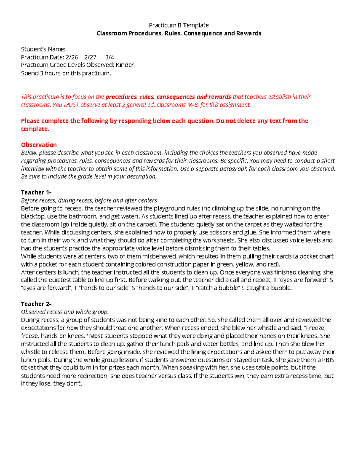 ELM 250-Practicum B Template-copy - Practicum B Template Classroom ...