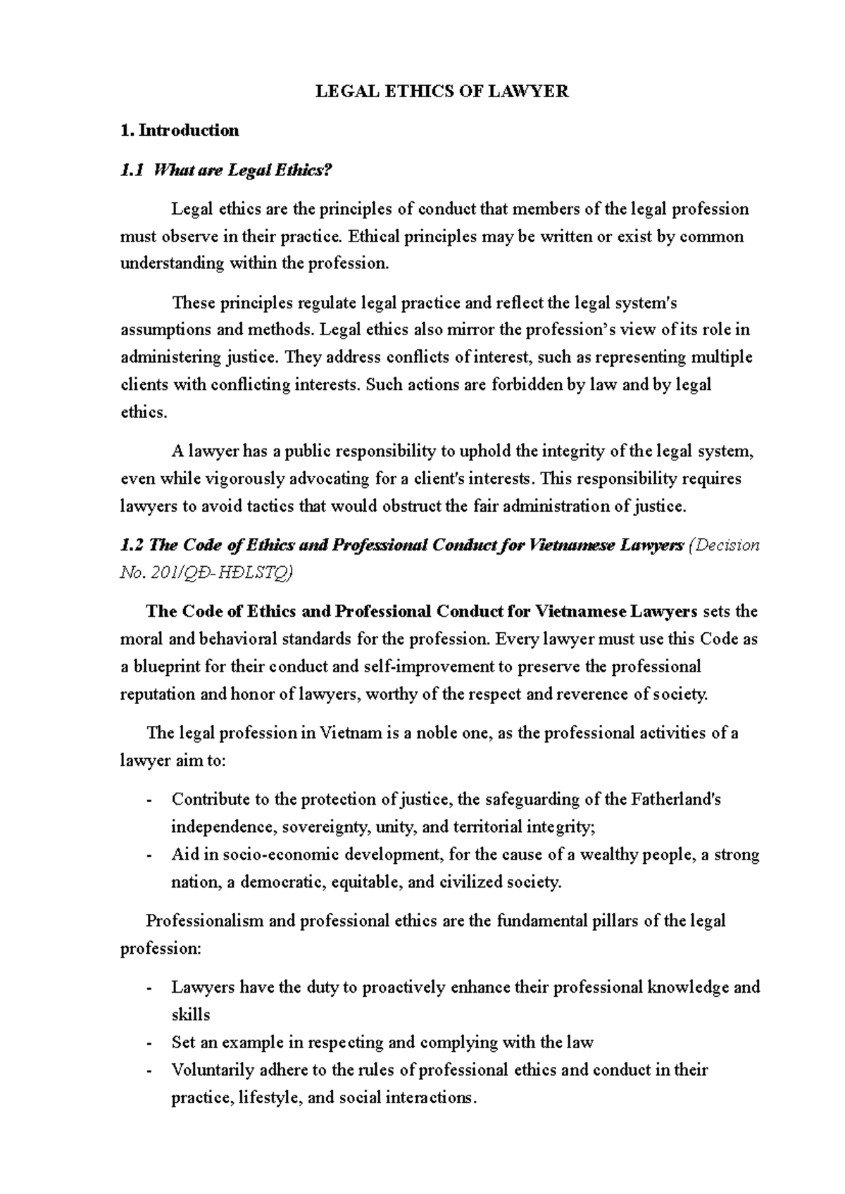 Legal Ethics of Lawyers: Principles and Professional Conduct - Studocu