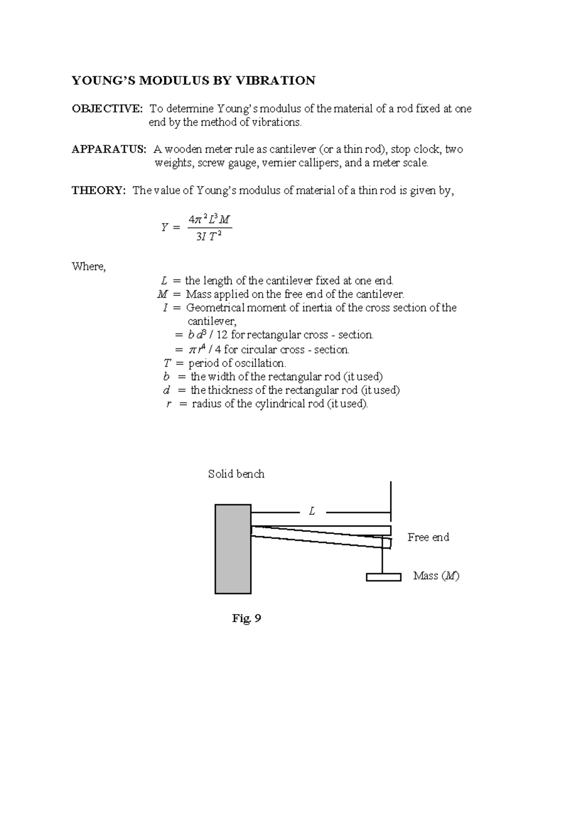 Young-Modulus Vibration - YOUNG’S MODULUS BY VIBRATION OBJECTIVE: To ...