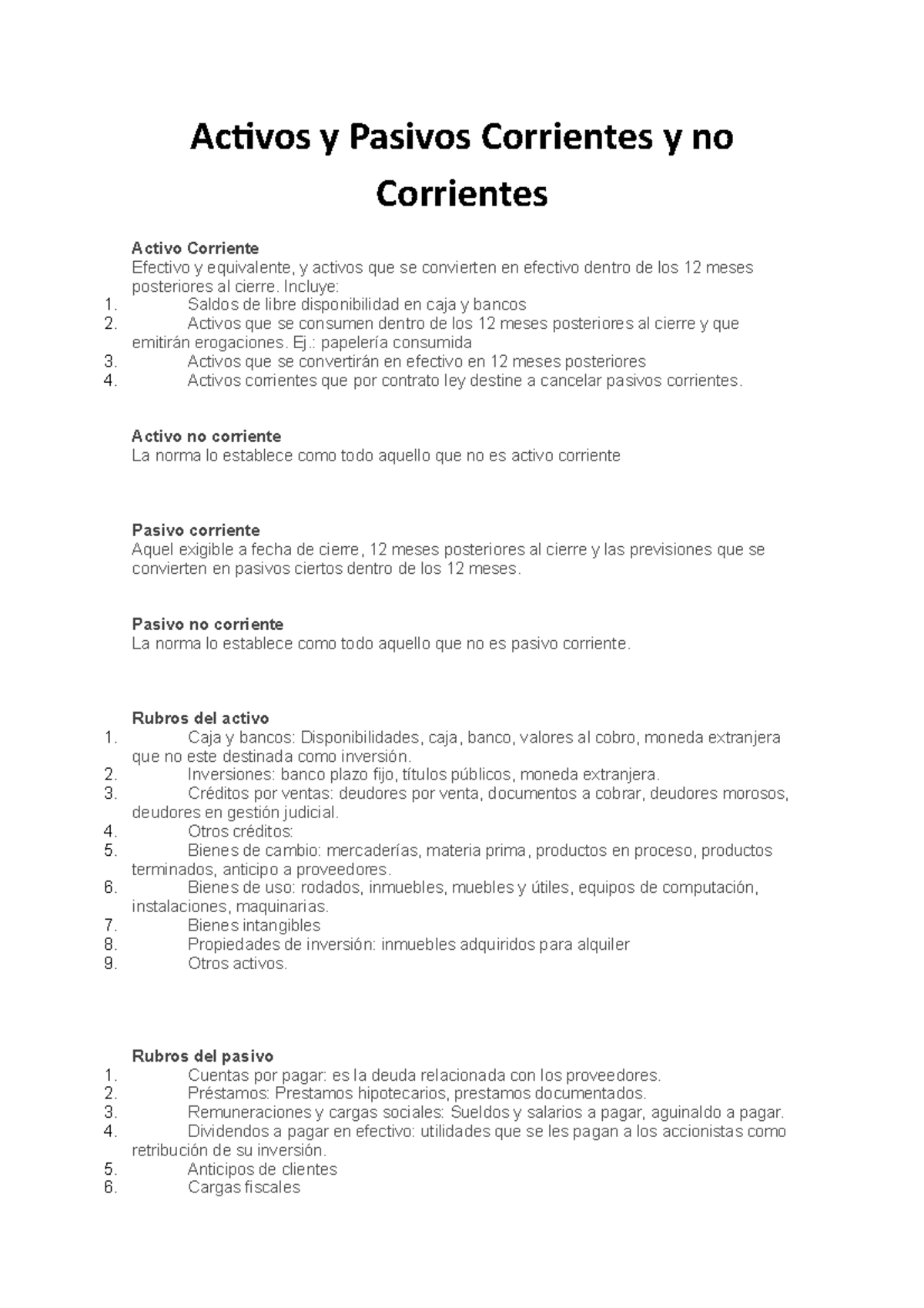 Activos y Pasivos Corrientes y no Corrientes - Contabilidad General ...