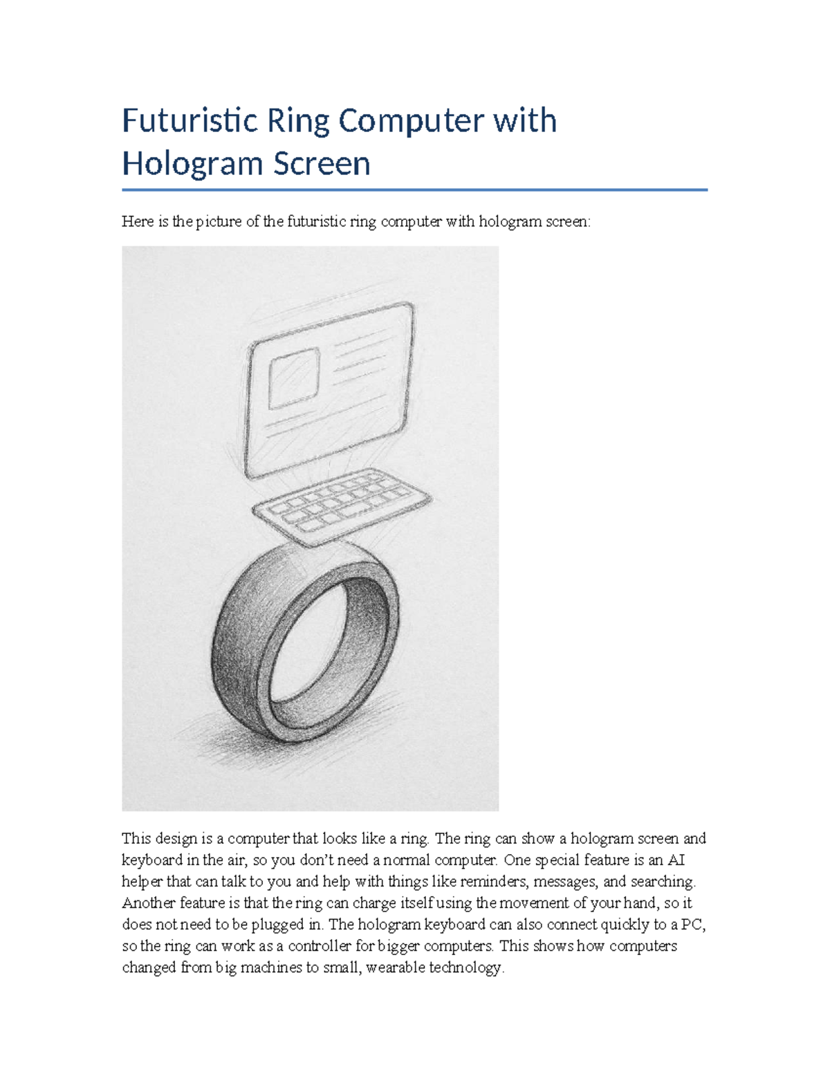 Ring Computer Final Design with Hologram Screen - Studocu