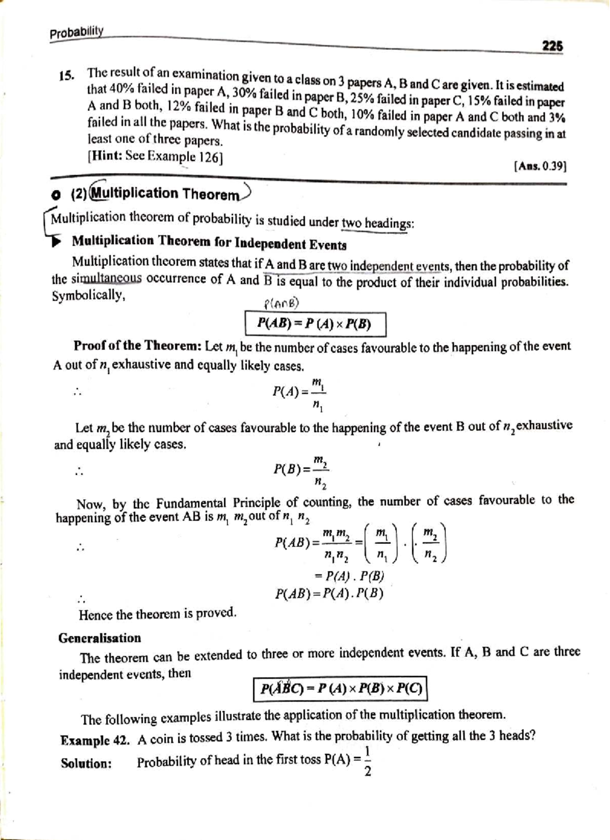 Probability 221: Multiplication Theorem and Applications - Studocu