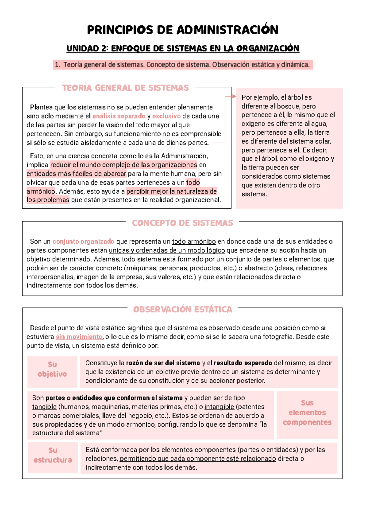 Principios de Administración (Unidad 2): Enfoque de Sistemas en la Organización - Document Preview