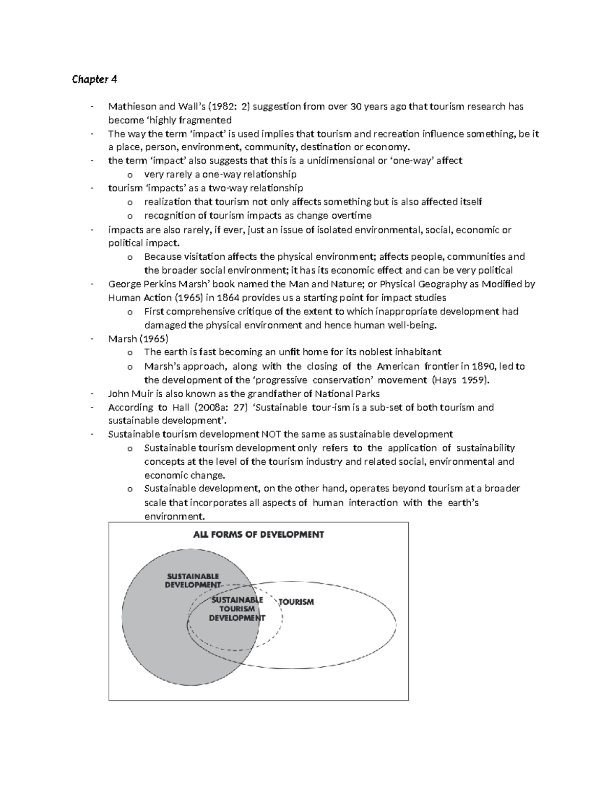 Textbook Notes - n/a - Chapter 4 - Mathieson and Wall’s (1982: 2 ...