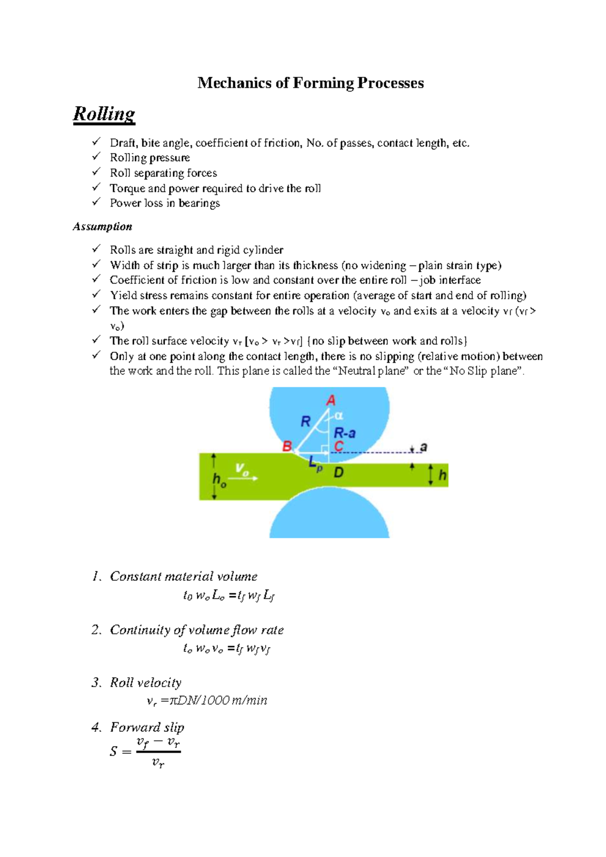 Slab Method Analysis for Mechanics of Forming Processes - Studocu