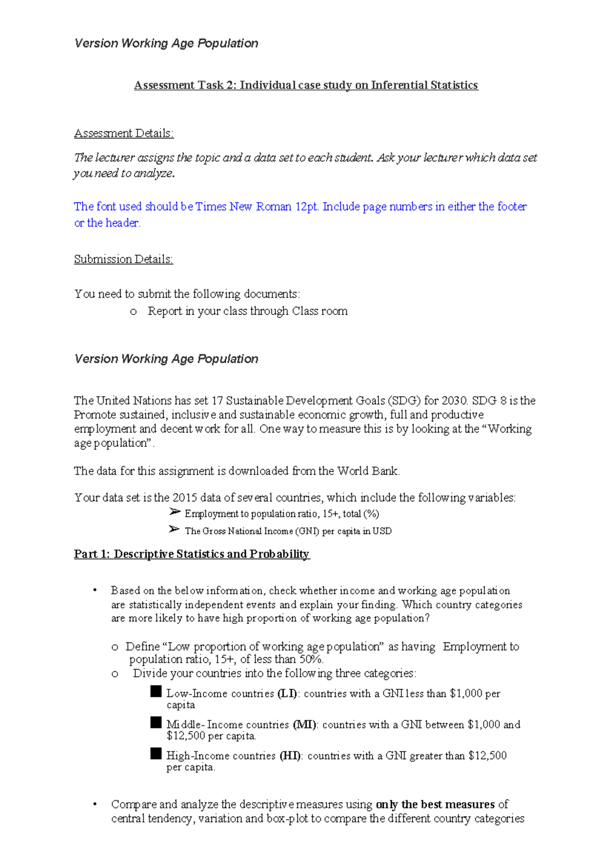 Case Study: Working Age Population Assessment Task 2 - Studocu